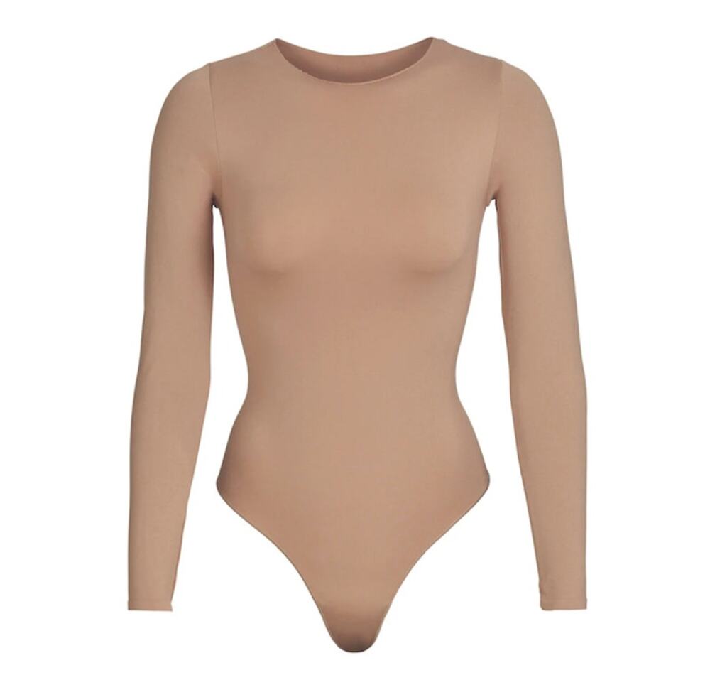 Skims Essential Raw Cut Crew Neck Long Sleeve Bodysuit Sienna Size 2X/3X
